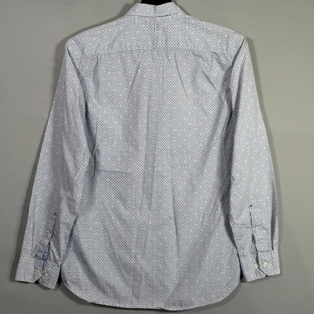 Banana Republic Button‎ Up Shirt Men's Large Slim Fit Blue Geometric Cotton
